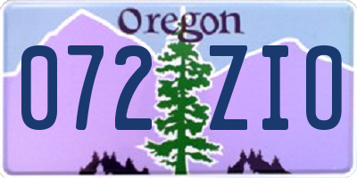 OR license plate 072ZIO