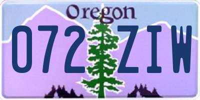 OR license plate 072ZIW