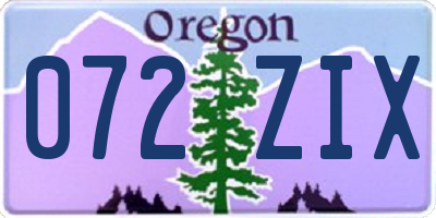OR license plate 072ZIX