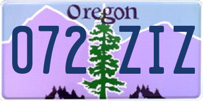 OR license plate 072ZIZ