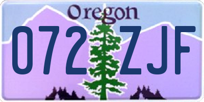 OR license plate 072ZJF