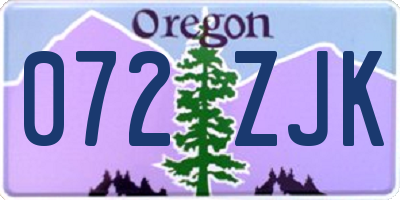 OR license plate 072ZJK