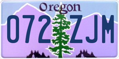 OR license plate 072ZJM