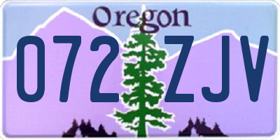 OR license plate 072ZJV