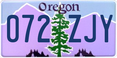 OR license plate 072ZJY