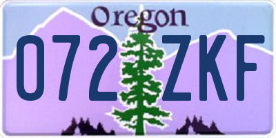 OR license plate 072ZKF
