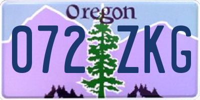 OR license plate 072ZKG
