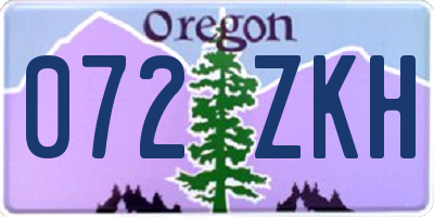 OR license plate 072ZKH