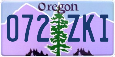 OR license plate 072ZKI
