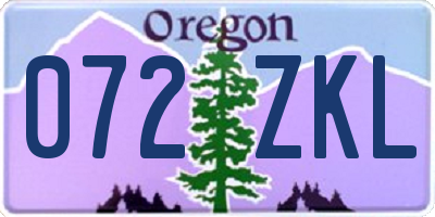 OR license plate 072ZKL