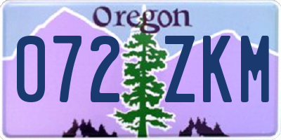 OR license plate 072ZKM