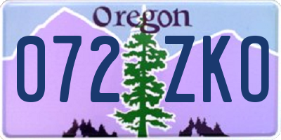 OR license plate 072ZKO