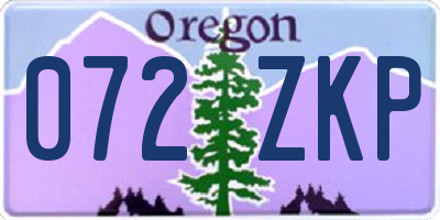 OR license plate 072ZKP