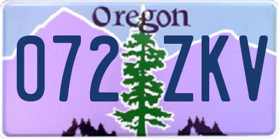 OR license plate 072ZKV