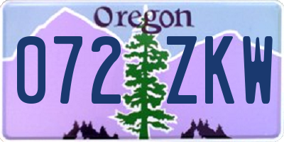 OR license plate 072ZKW