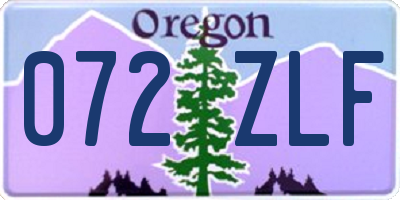 OR license plate 072ZLF