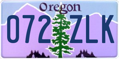 OR license plate 072ZLK