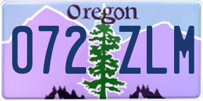 OR license plate 072ZLM