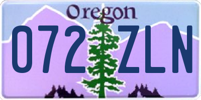 OR license plate 072ZLN