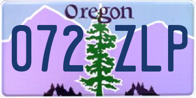 OR license plate 072ZLP