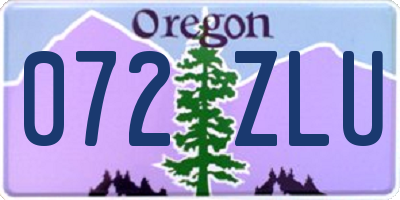 OR license plate 072ZLU