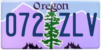 OR license plate 072ZLV