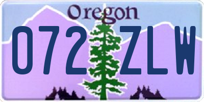OR license plate 072ZLW