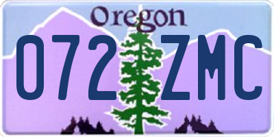 OR license plate 072ZMC