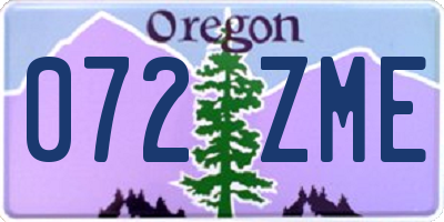 OR license plate 072ZME