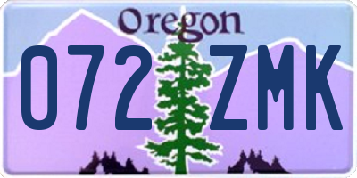 OR license plate 072ZMK