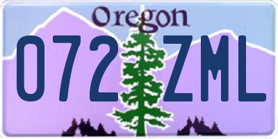OR license plate 072ZML