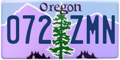 OR license plate 072ZMN
