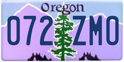 OR license plate 072ZMO