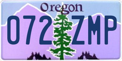 OR license plate 072ZMP