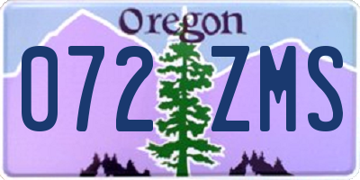 OR license plate 072ZMS