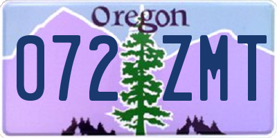 OR license plate 072ZMT