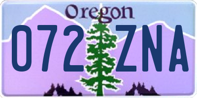 OR license plate 072ZNA