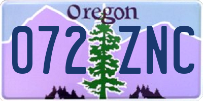 OR license plate 072ZNC