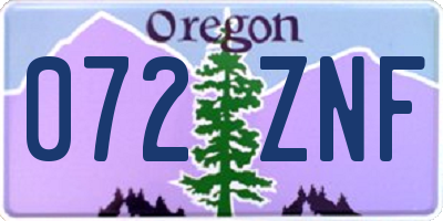 OR license plate 072ZNF