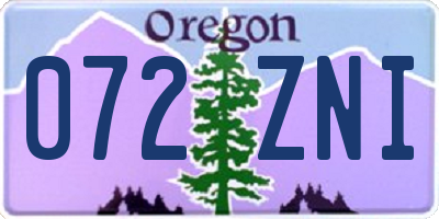 OR license plate 072ZNI