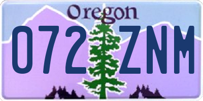 OR license plate 072ZNM