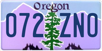 OR license plate 072ZNO