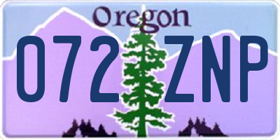 OR license plate 072ZNP
