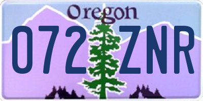 OR license plate 072ZNR