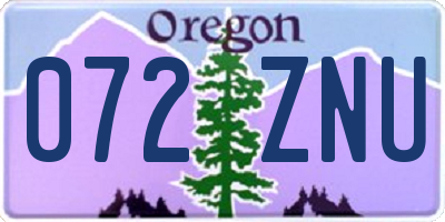 OR license plate 072ZNU