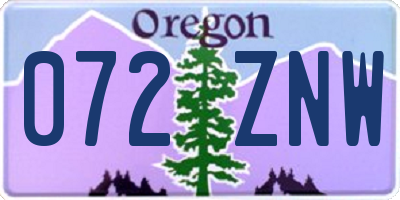 OR license plate 072ZNW