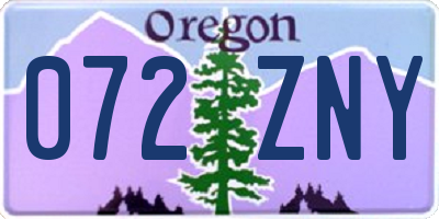 OR license plate 072ZNY