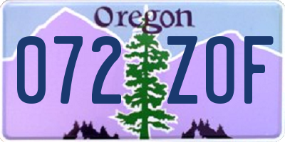 OR license plate 072ZOF