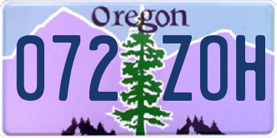 OR license plate 072ZOH