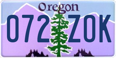 OR license plate 072ZOK